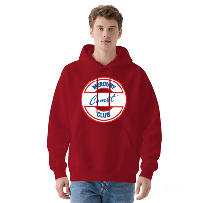 Mercury Comet Club Vintage Circle Logo White Hoodie, Comfort Unisex Retro Top