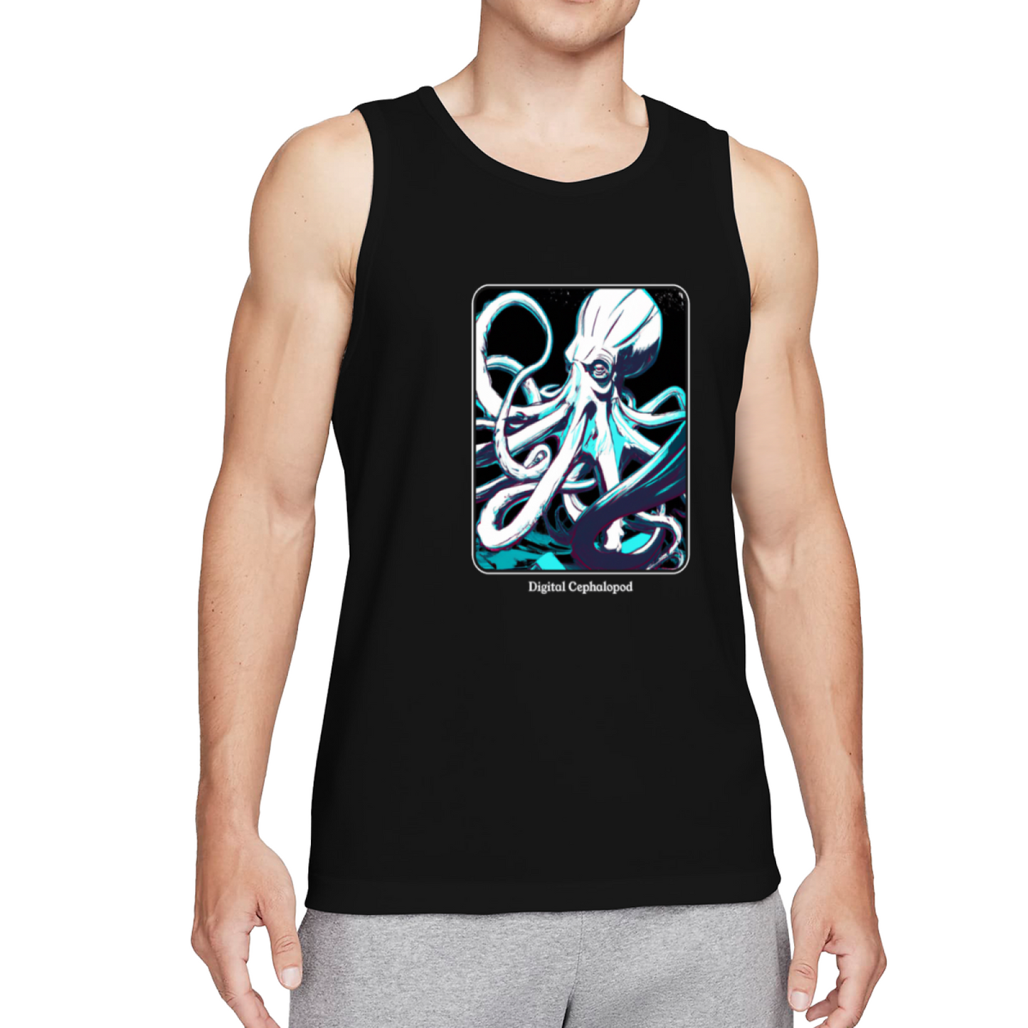 Cyberpunk Digital Cephalopod Octopus Art Graphic Tank Top
