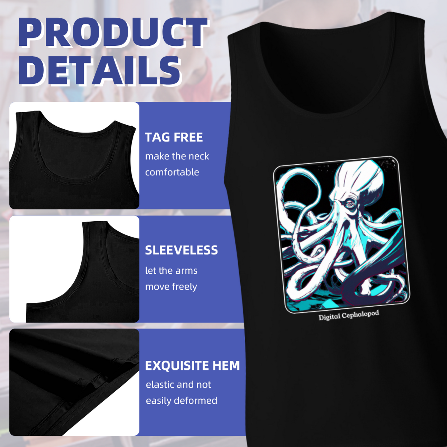 Cyberpunk Digital Cephalopod Octopus Art Graphic Tank Top