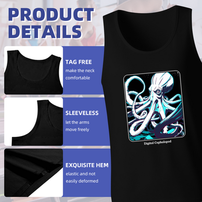 Cyberpunk Digital Cephalopod Octopus Art Graphic Tank Top
