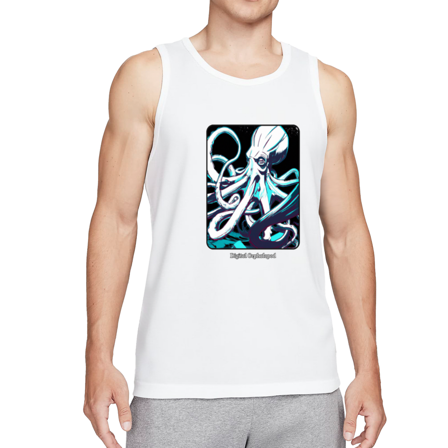 Cyberpunk Digital Cephalopod Octopus Art Graphic Tank Top