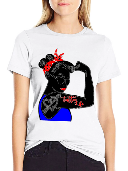 Tattoo Life Graphic T-Shirt - Strong Woman Design