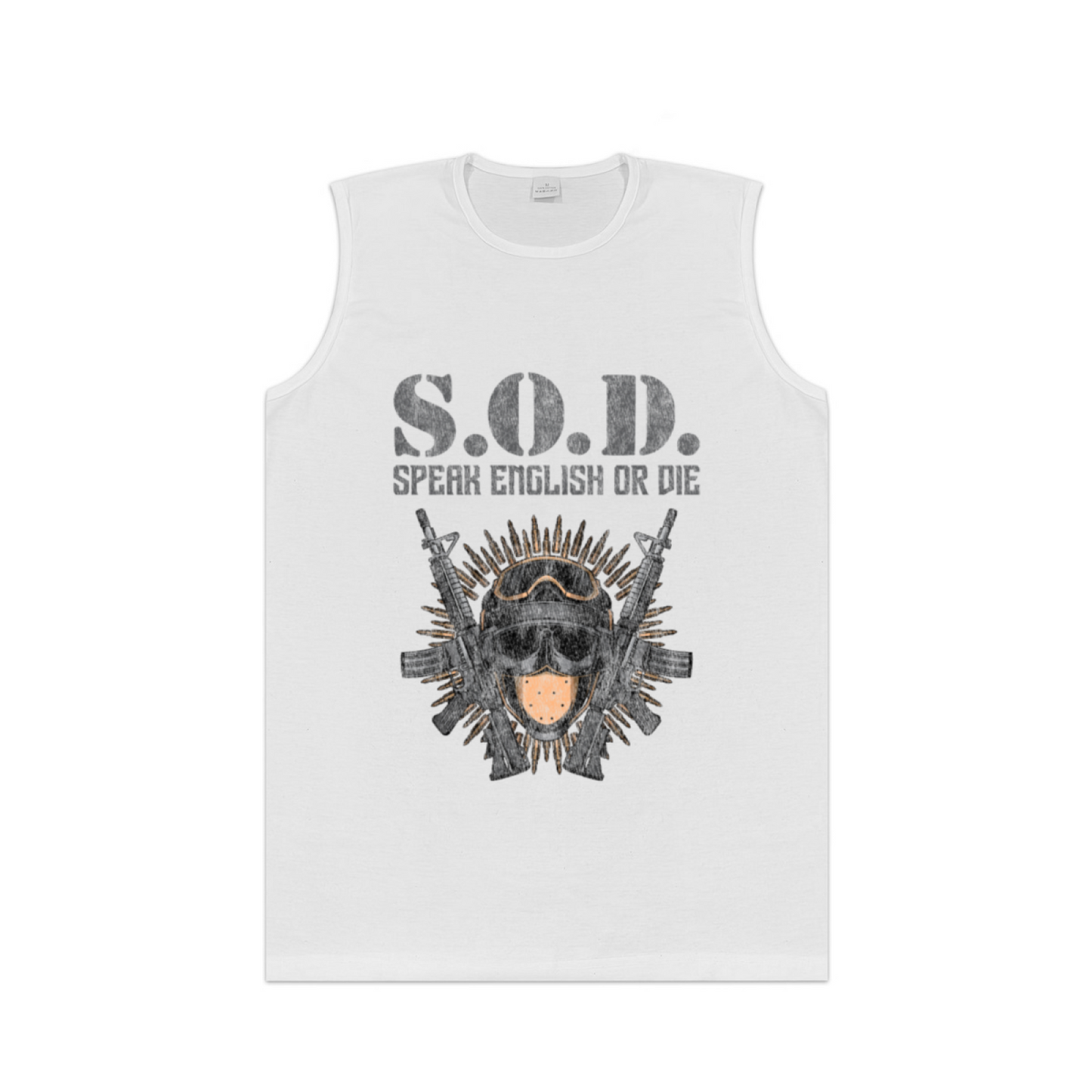 S.O.D Speak English Or Die Military Gun Skull Tank