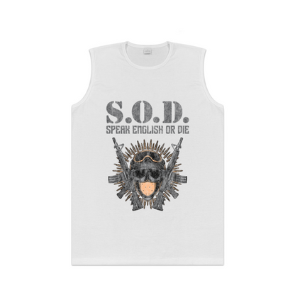 S.O.D Speak English Or Die Military Gun Skull Tank