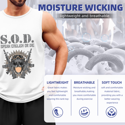 S.O.D Speak English Or Die Military Gun Skull Tank