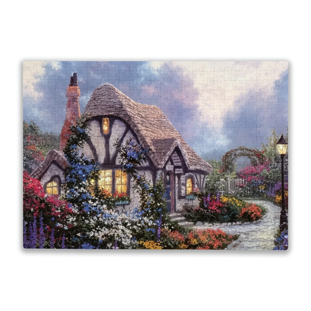 Dreamy English Country Cottage Surrounded By Blooming Garden Puzzle | 300/500/1000 Pieces