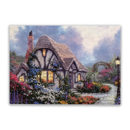 Dreamy English Country Cottage Surrounded By Blooming Garden Puzzle | 300/500/1000 Pieces