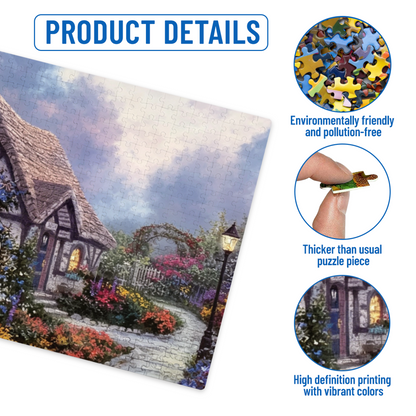 Dreamy English Country Cottage Surrounded By Blooming Garden Puzzle | 300/500/1000 Pieces