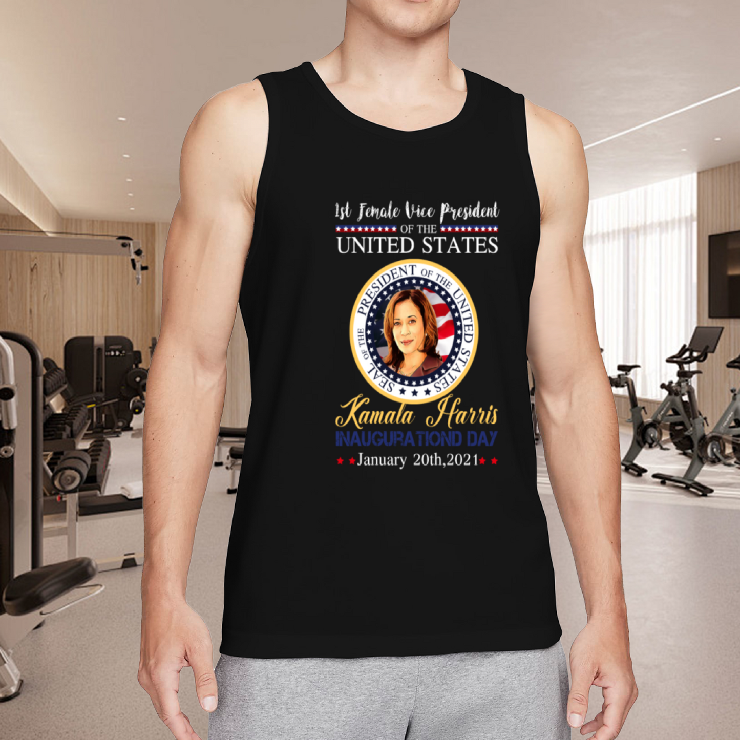 Kamala Harris 1st Female VP Inauguration Historical Print Men Tank Top