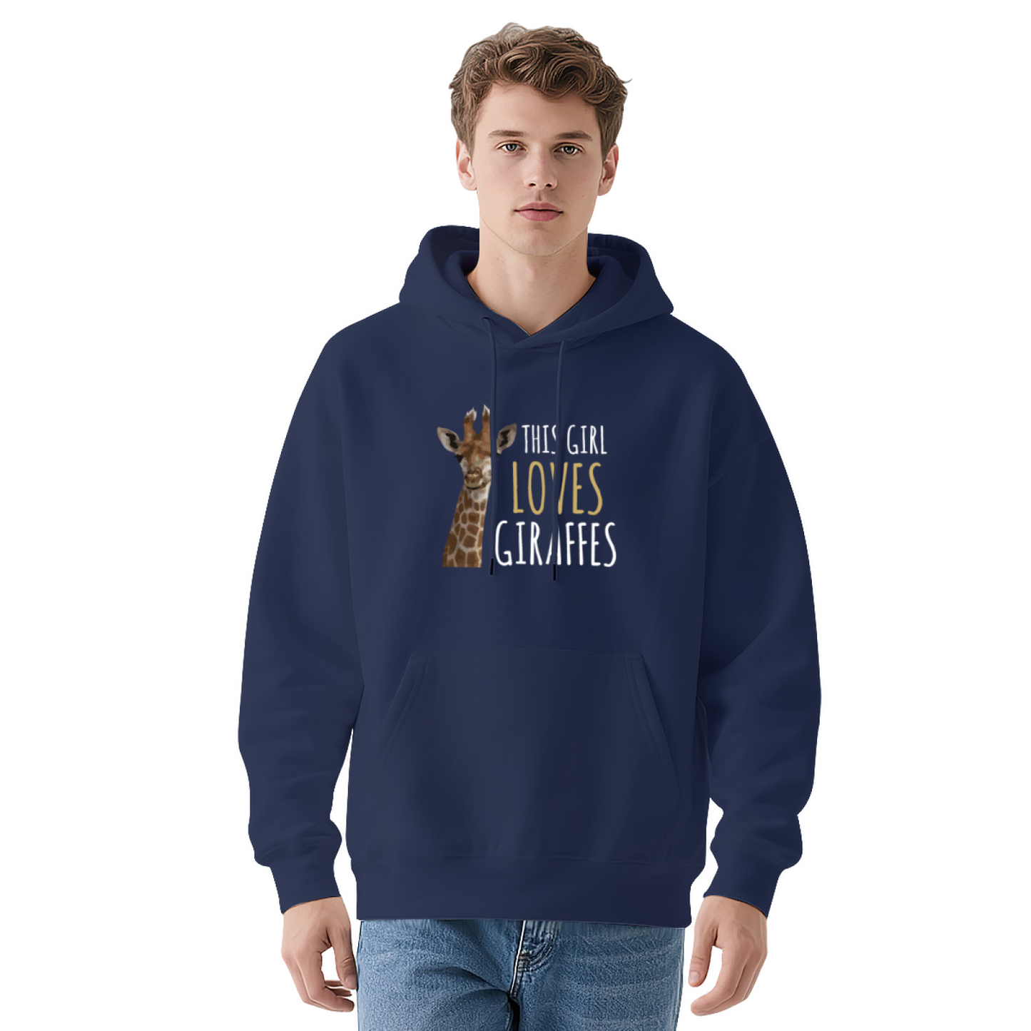 This Girl Loves Giraffes Red Hoodie, Animal Lover Relaxed Soft Sweatshirt