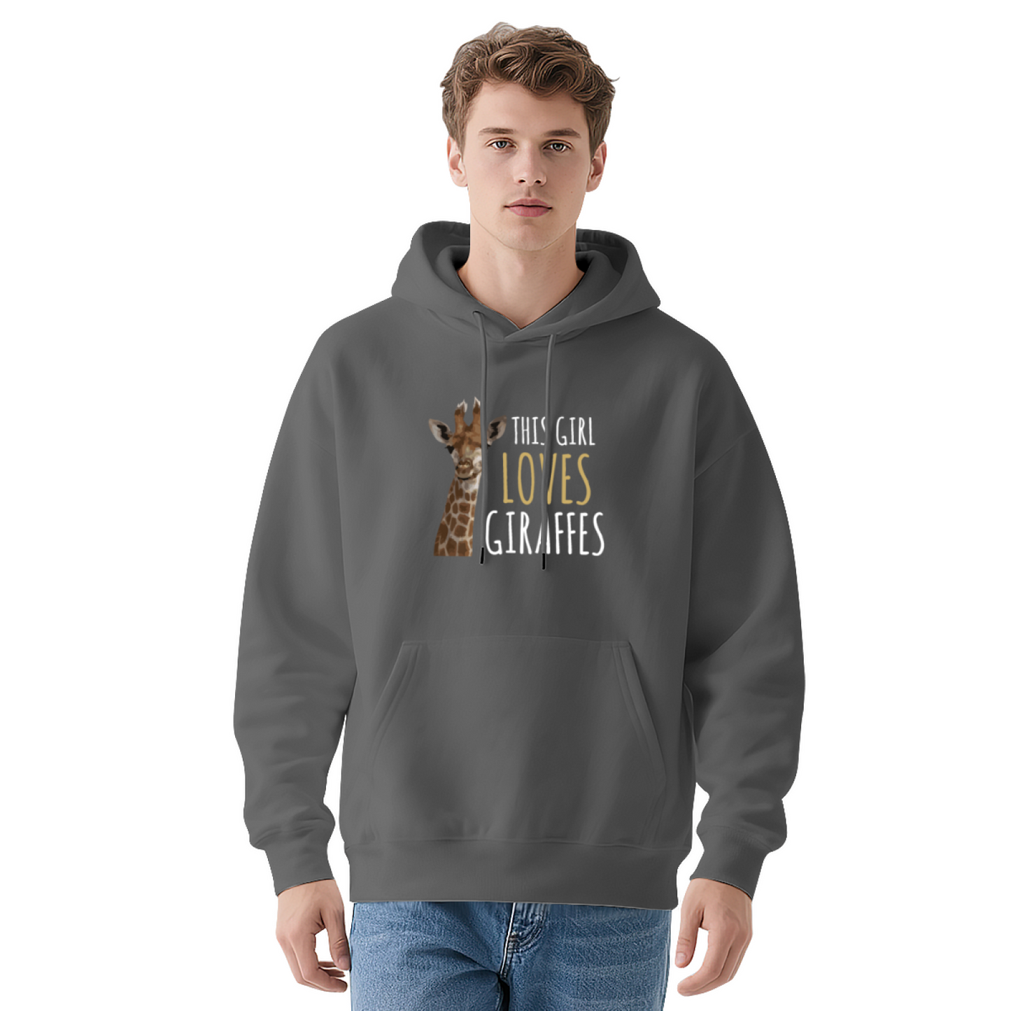 This Girl Loves Giraffes Red Hoodie, Animal Lover Relaxed Soft Sweatshirt