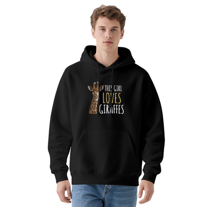 This Girl Loves Giraffes Red Hoodie, Animal Lover Relaxed Soft Sweatshirt