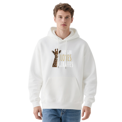 This Girl Loves Giraffes Red Hoodie, Animal Lover Relaxed Soft Sweatshirt