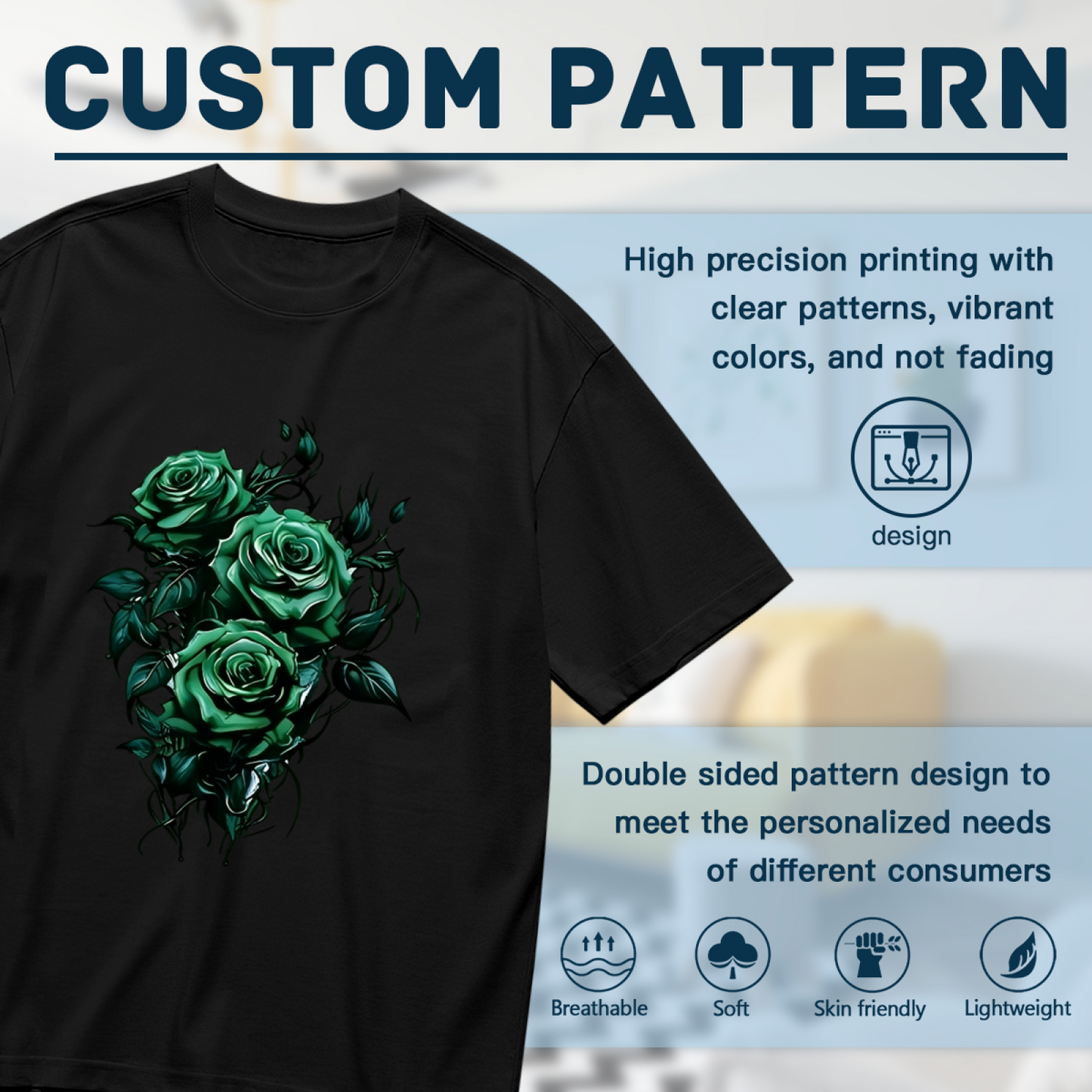 Moody Dark Emerald Rose Bouquet Plus Size Women Printed T-Shirt