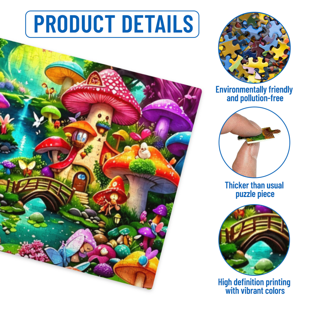 Enchanted Rainbow Mushroom Village ¨C Fairy Forest Stream Fantasy Puzzle