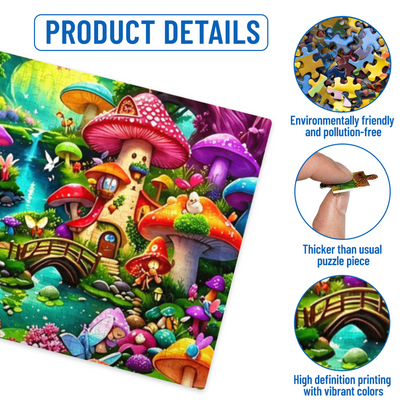 Enchanted Rainbow Mushroom Village ¨C Fairy Forest Stream Fantasy Puzzle