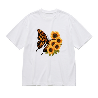 Wild Leopard Print Butterfly Sunflower Floral Plus Size Women¡¯s Printed T-Shirt
