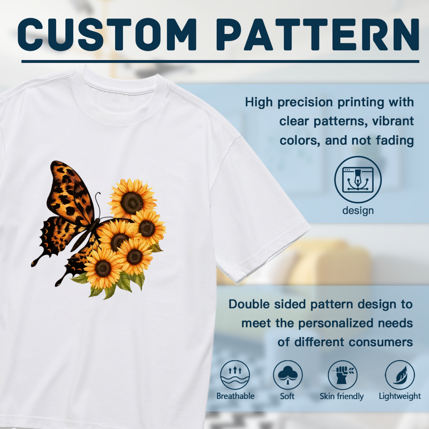 Wild Leopard Print Butterfly Sunflower Floral Plus Size Women¡¯s Printed T-Shirt