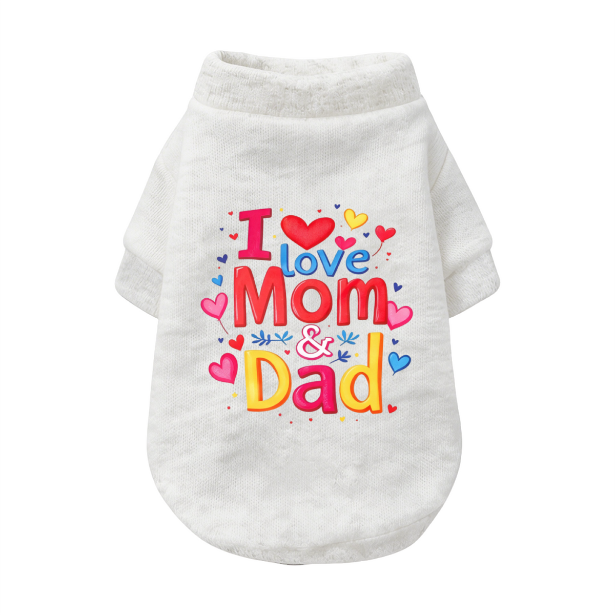 I Love Mom & Dad Colorful Heart Pet Family Sweater