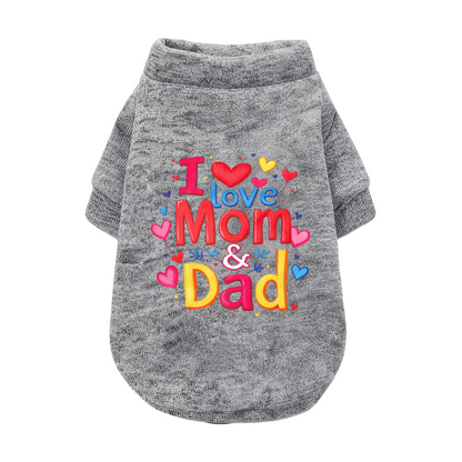 I Love Mom & Dad Colorful Heart Pet Family Sweater