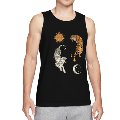 Yin Yang Twin Tigers Sun Moon Vintage Tank Top