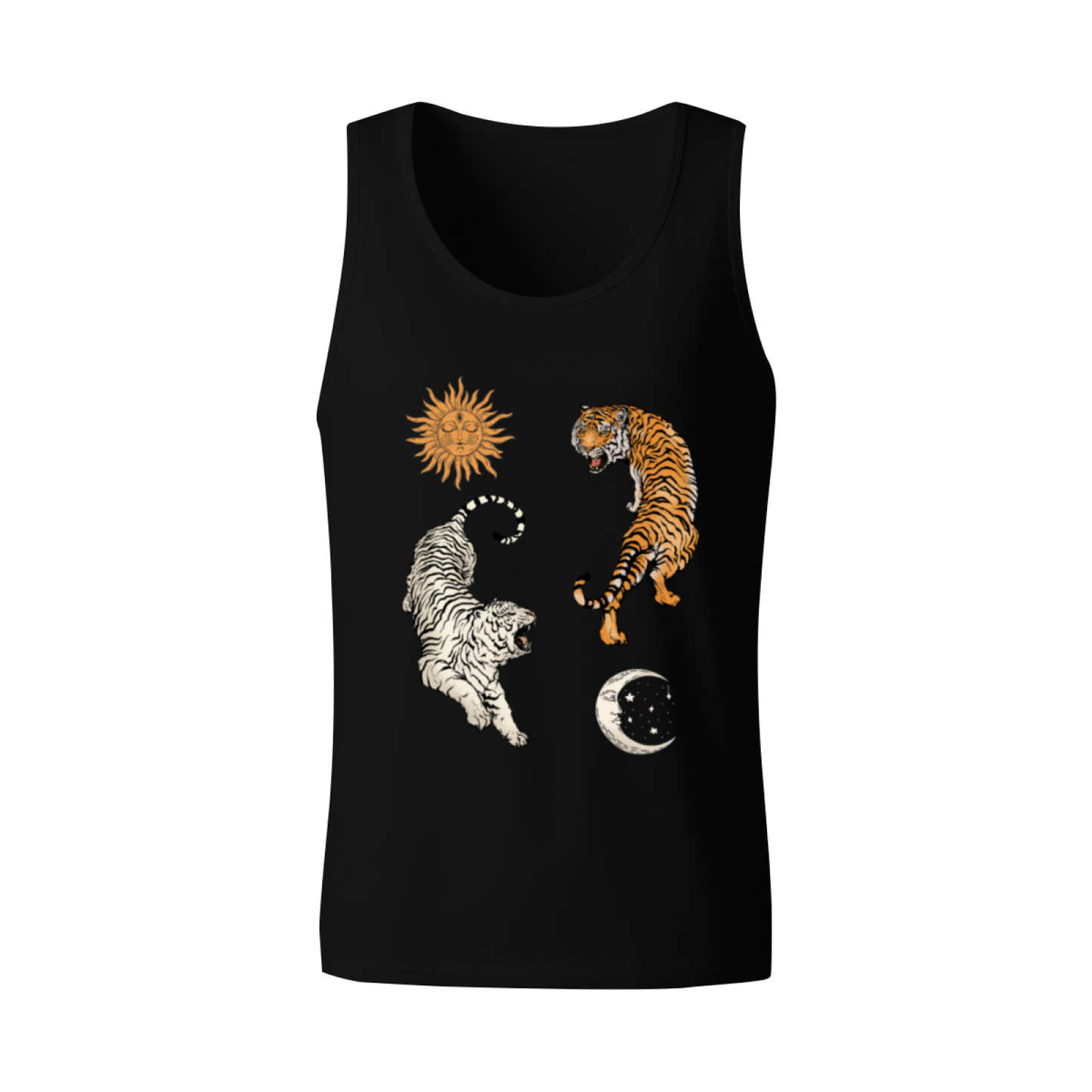 Yin Yang Twin Tigers Sun Moon Vintage Tank Top