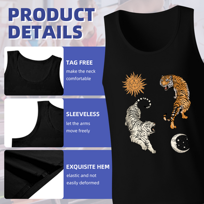 Yin Yang Twin Tigers Sun Moon Vintage Tank Top