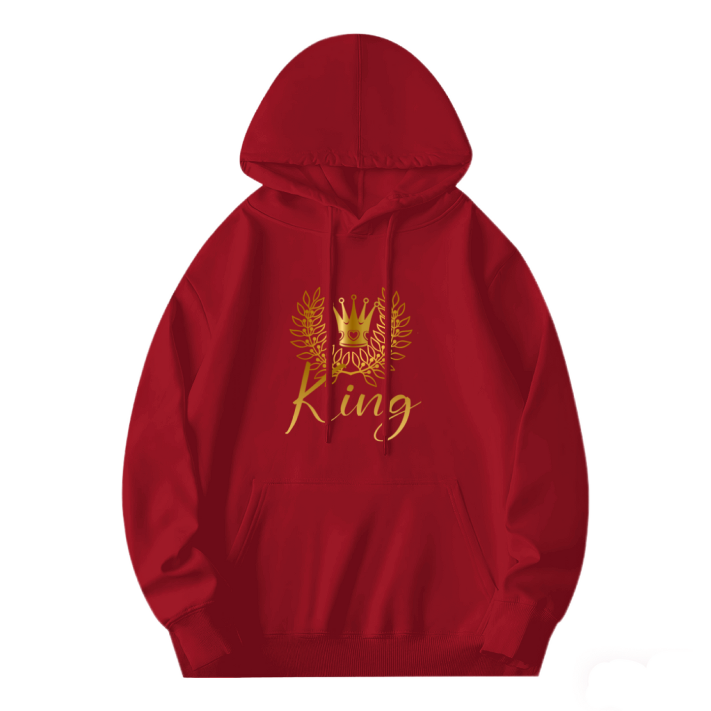 Golden King Crown Laurel Wreath Print Hoodie, Luxury Style Soft Comfort Sweatshirt