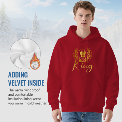 Golden King Crown Laurel Wreath Print Hoodie, Luxury Style Soft Comfort Sweatshirt
