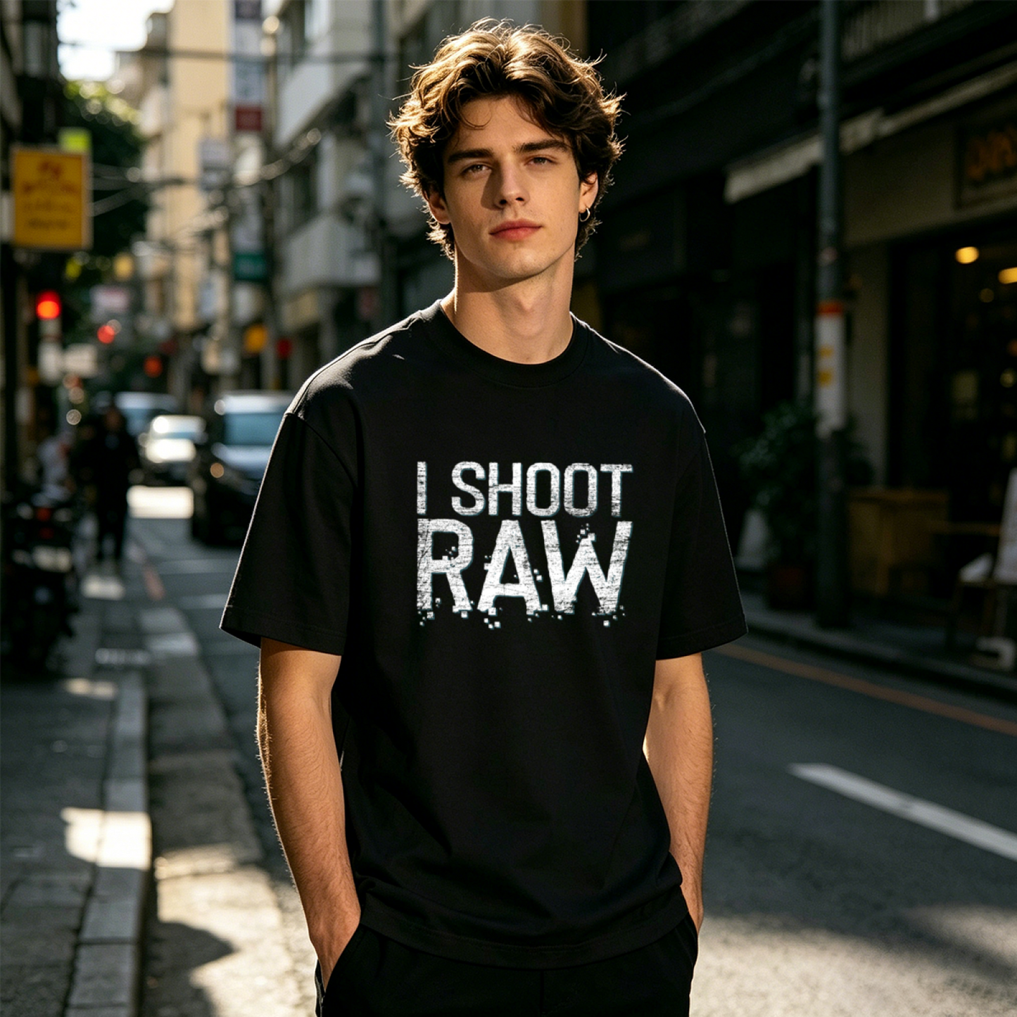 I Shoot Raw Funny Photographer Camera Vintage Print Tee