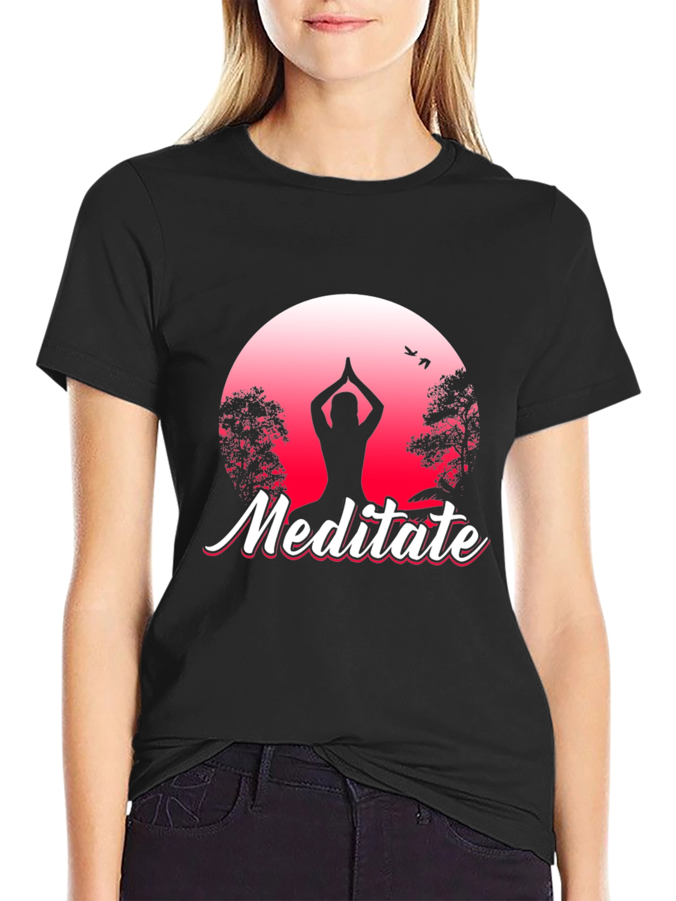 Meditate Graphic Tee - Yoga Silhouette T-Shirt