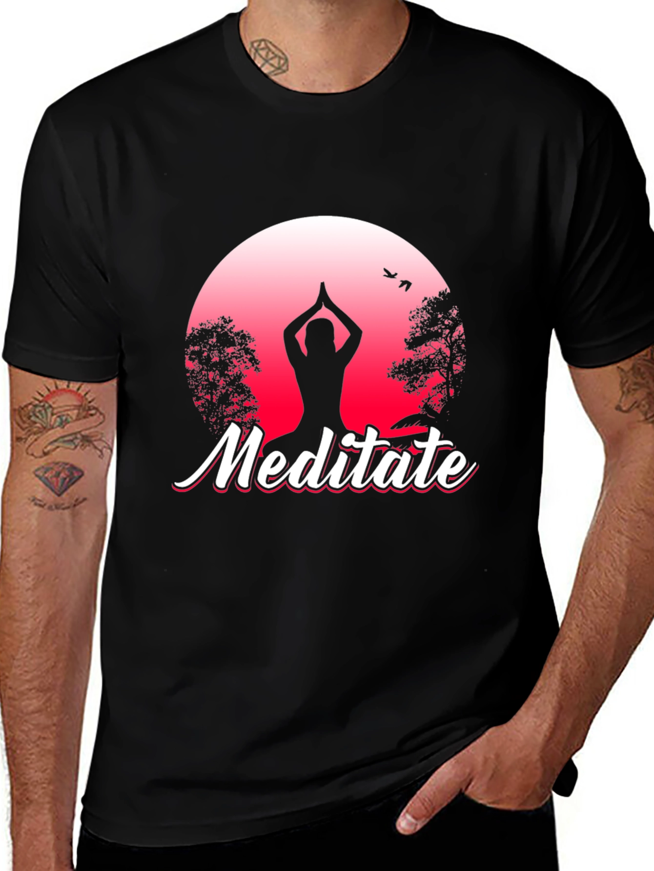 Meditate Graphic Tee - Yoga Silhouette T-Shirt