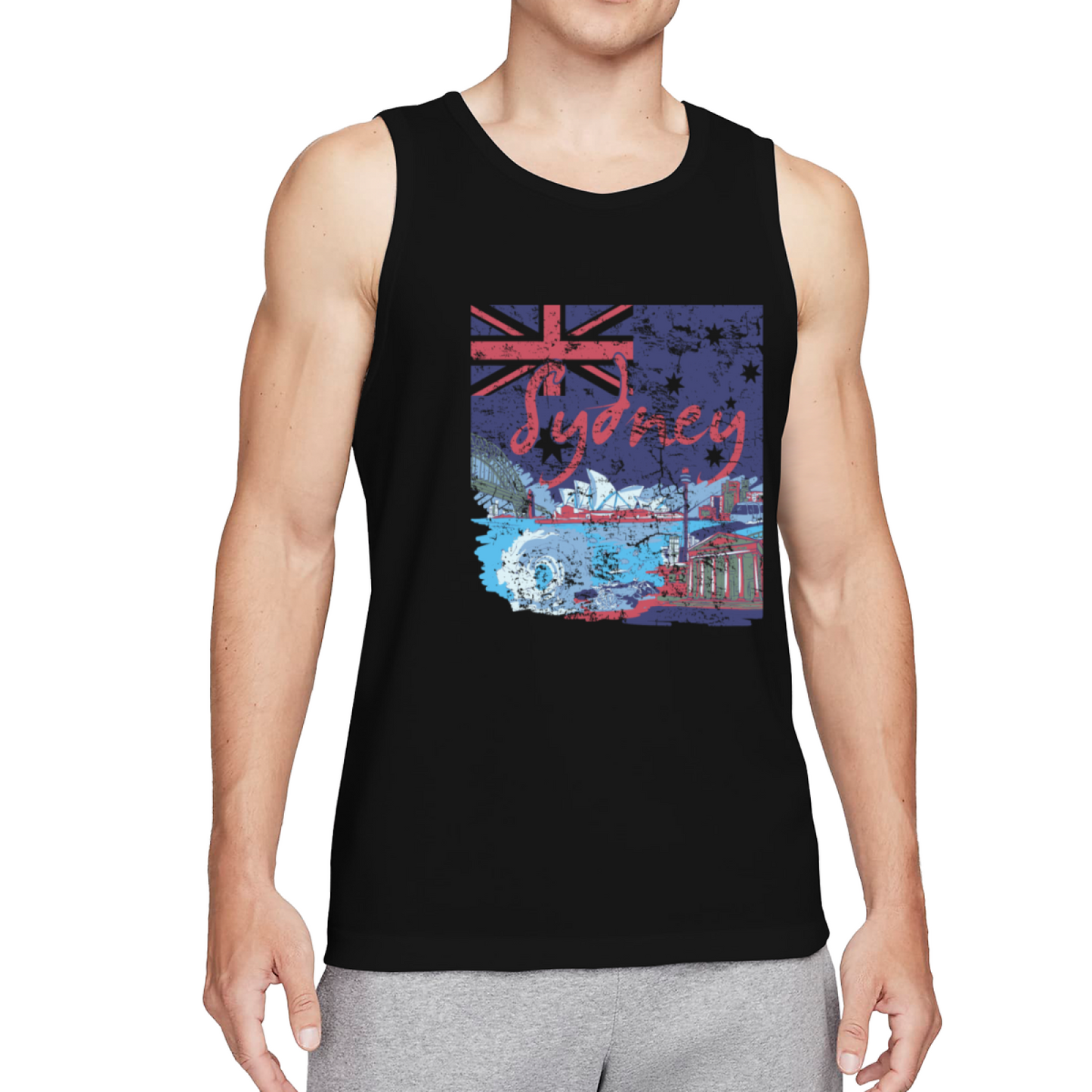 Distressed Retro Sydney Australia City Travel Graphic Tank Top