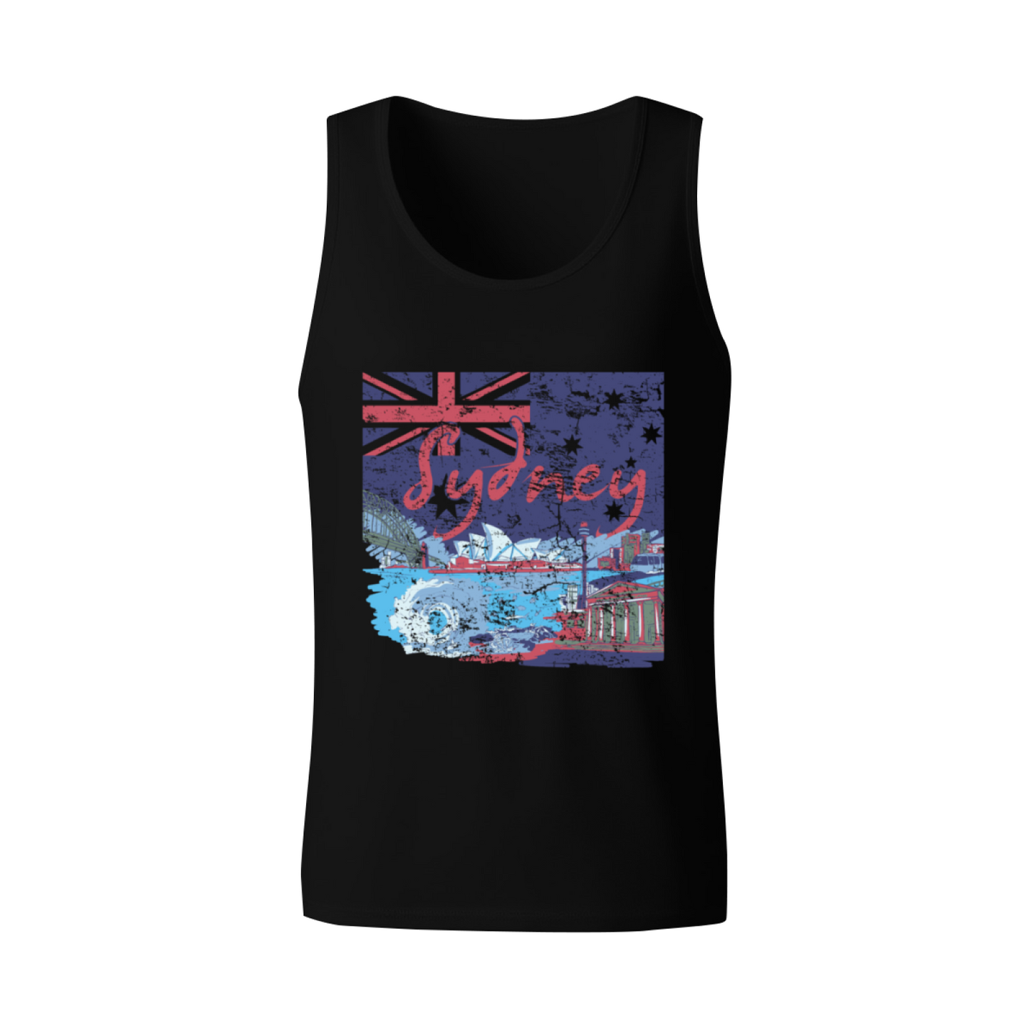 Distressed Retro Sydney Australia City Travel Graphic Tank Top