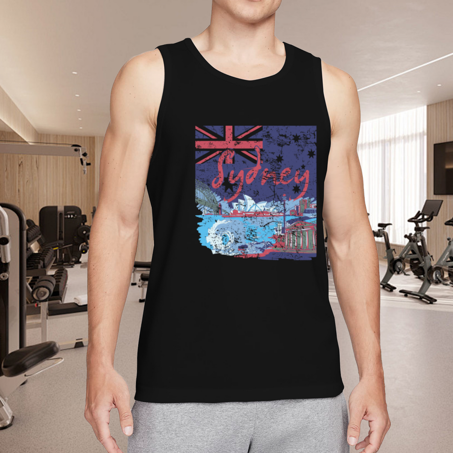 Distressed Retro Sydney Australia City Travel Graphic Tank Top
