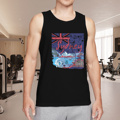 Distressed Retro Sydney Australia City Travel Graphic Tank Top