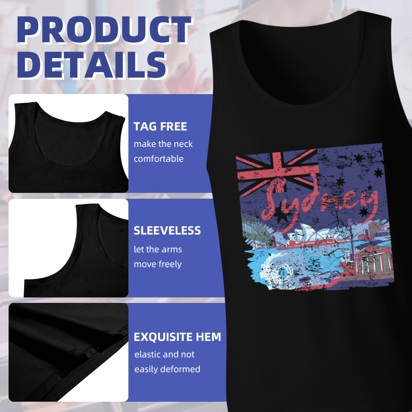 Distressed Retro Sydney Australia City Travel Graphic Tank Top