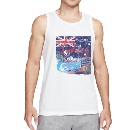 Distressed Retro Sydney Australia City Travel Graphic Tank Top