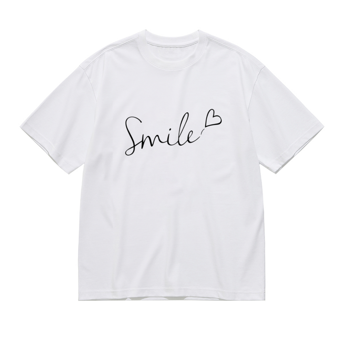 Minimalist Handwriting Smile Love Heart Simple Plus Size Women Printed T-Shirt
