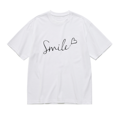Minimalist Handwriting Smile Love Heart Simple Plus Size Women Printed T-Shirt