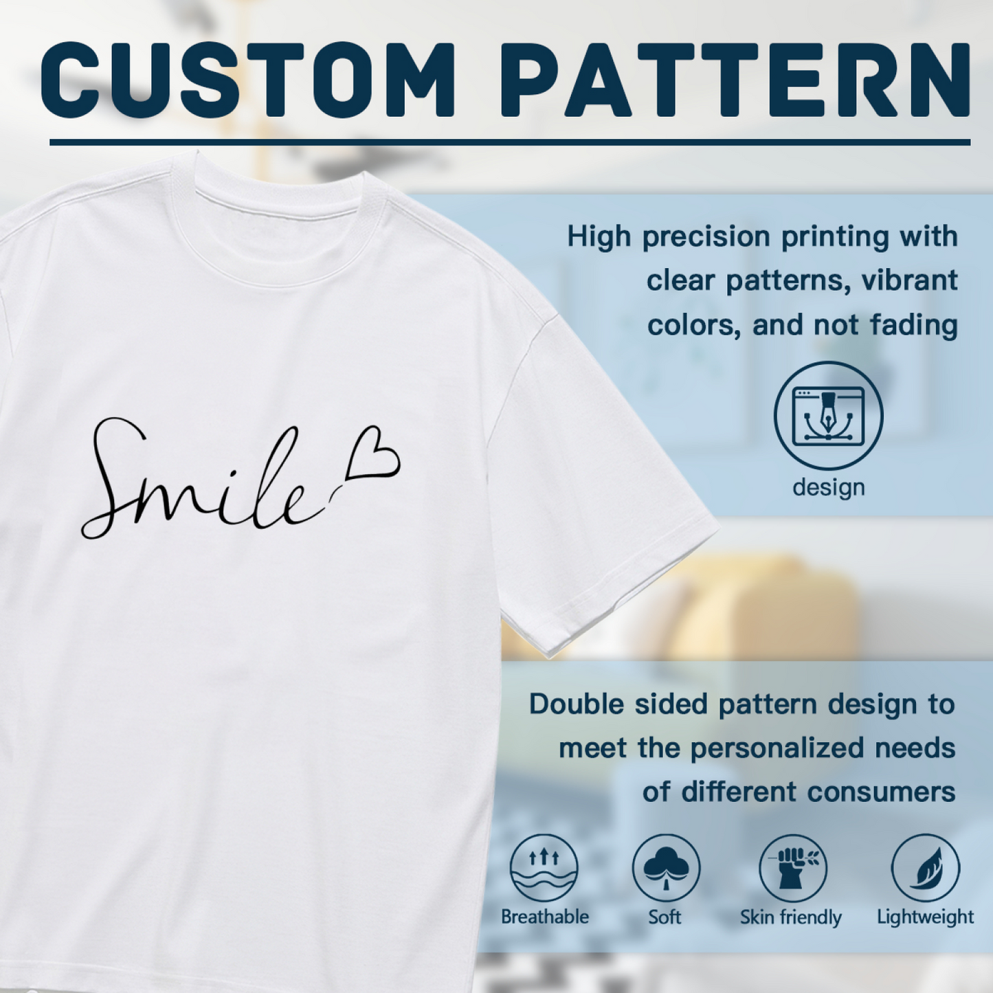 Minimalist Handwriting Smile Love Heart Simple Plus Size Women Printed T-Shirt
