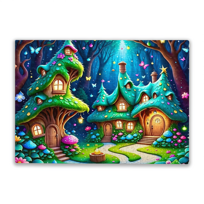 Magical Glowing Elf Tree Houses Enchanted Forest Puzzle