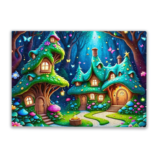 Magical Glowing Elf Tree Houses Enchanted Forest Puzzle