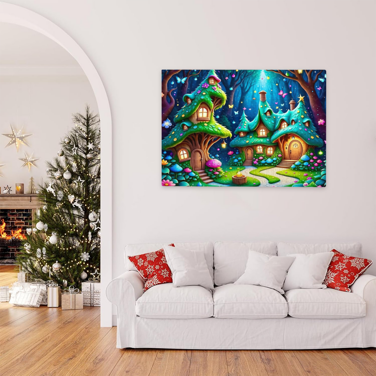 Magical Glowing Elf Tree Houses Enchanted Forest Puzzle