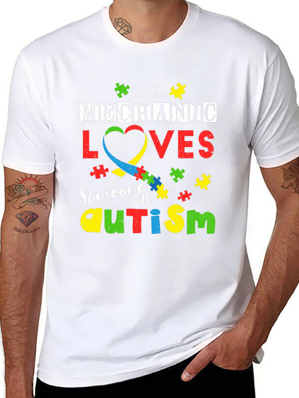 Mechanic Autism Awareness T-Shirt - Love & Support