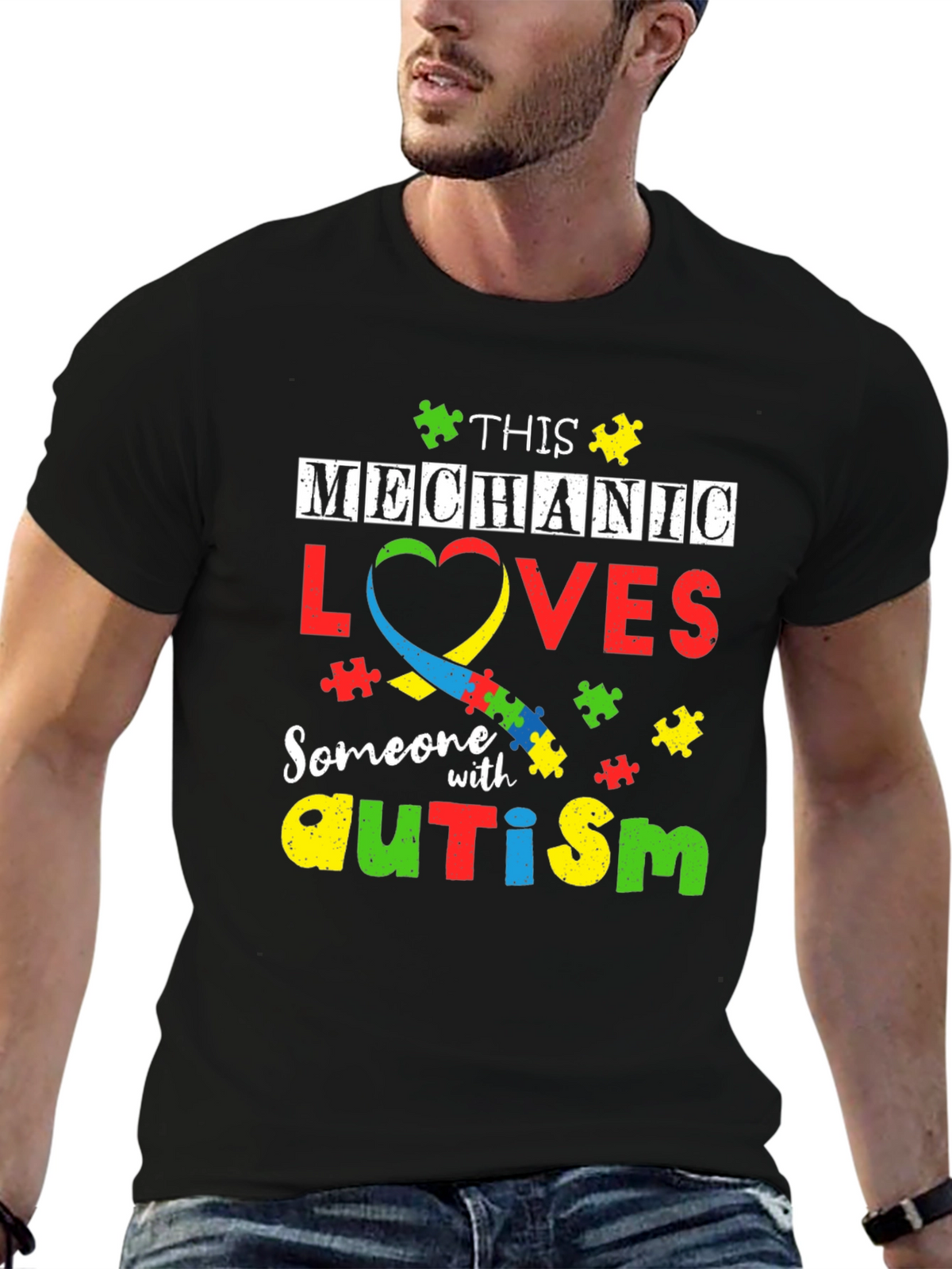 Mechanic Autism Awareness T-Shirt - Love & Support