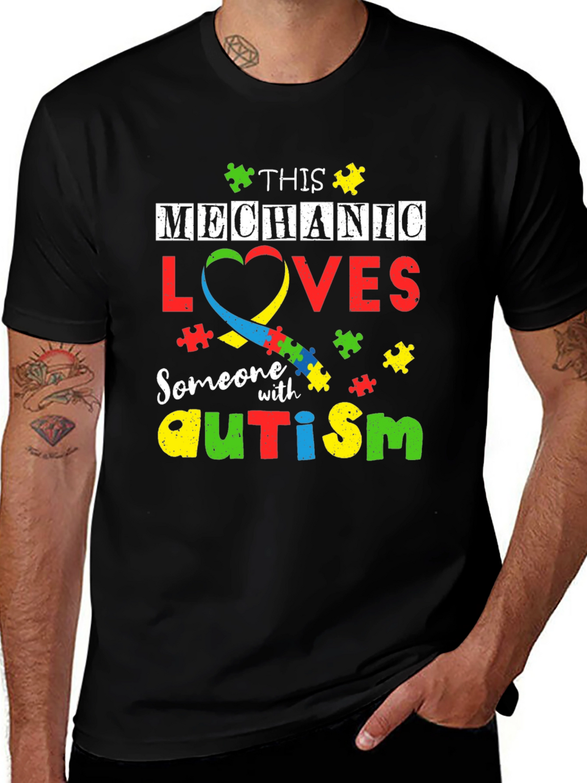 Mechanic Autism Awareness T-Shirt - Love & Support