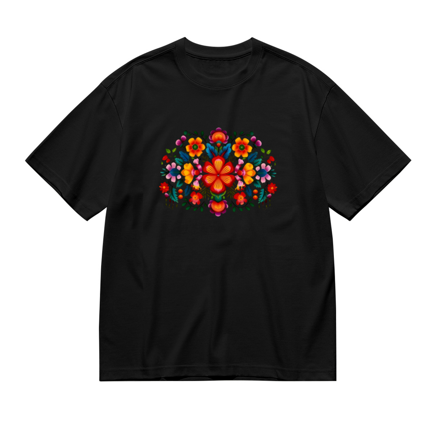 Traditional Mexican Otomi Colorful Floral Plus Size Women Tee