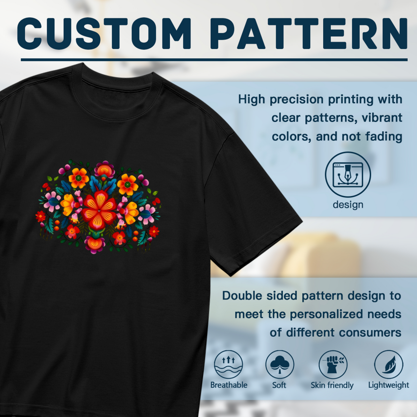 Traditional Mexican Otomi Colorful Floral Plus Size Women Tee
