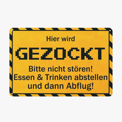 Gamer Do Not Disturb Warning Yellow Tin Sign